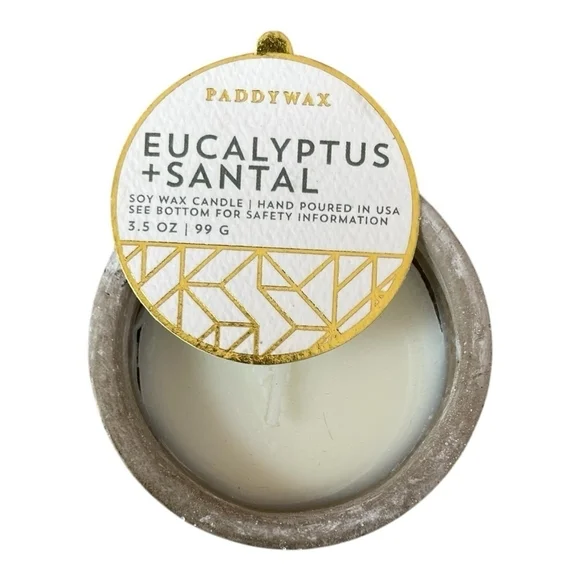 Lot of 3 PADDYWAX Eucalyptus Santal Soy Candle Concrete Base Scented Candle NWT - Picture 5 of 7